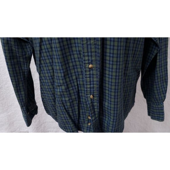 Dockers Men Large Green Blue Stripe Long Sleeve Button Up Embroidered Logo Shirt - Picture 5 of 11